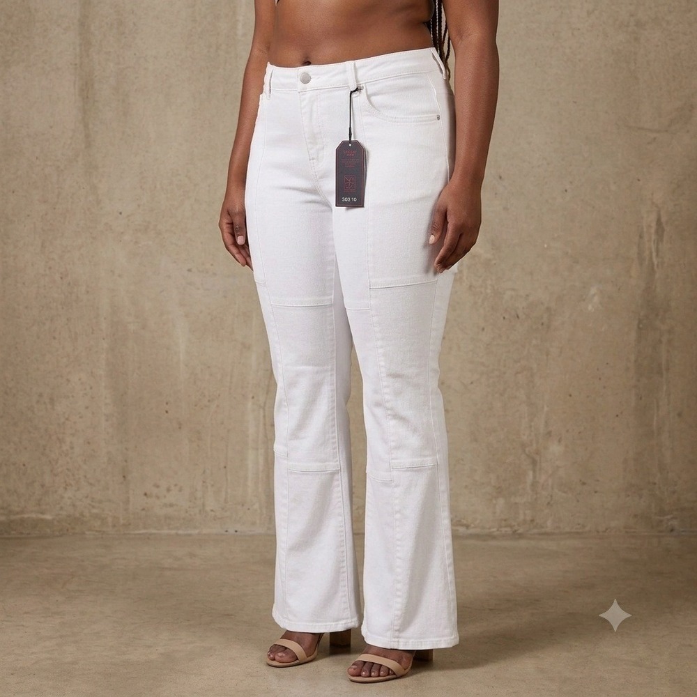 NO BOUNDARIES Y2K Womens High Rise Flare Jeans White Stretch Size 15